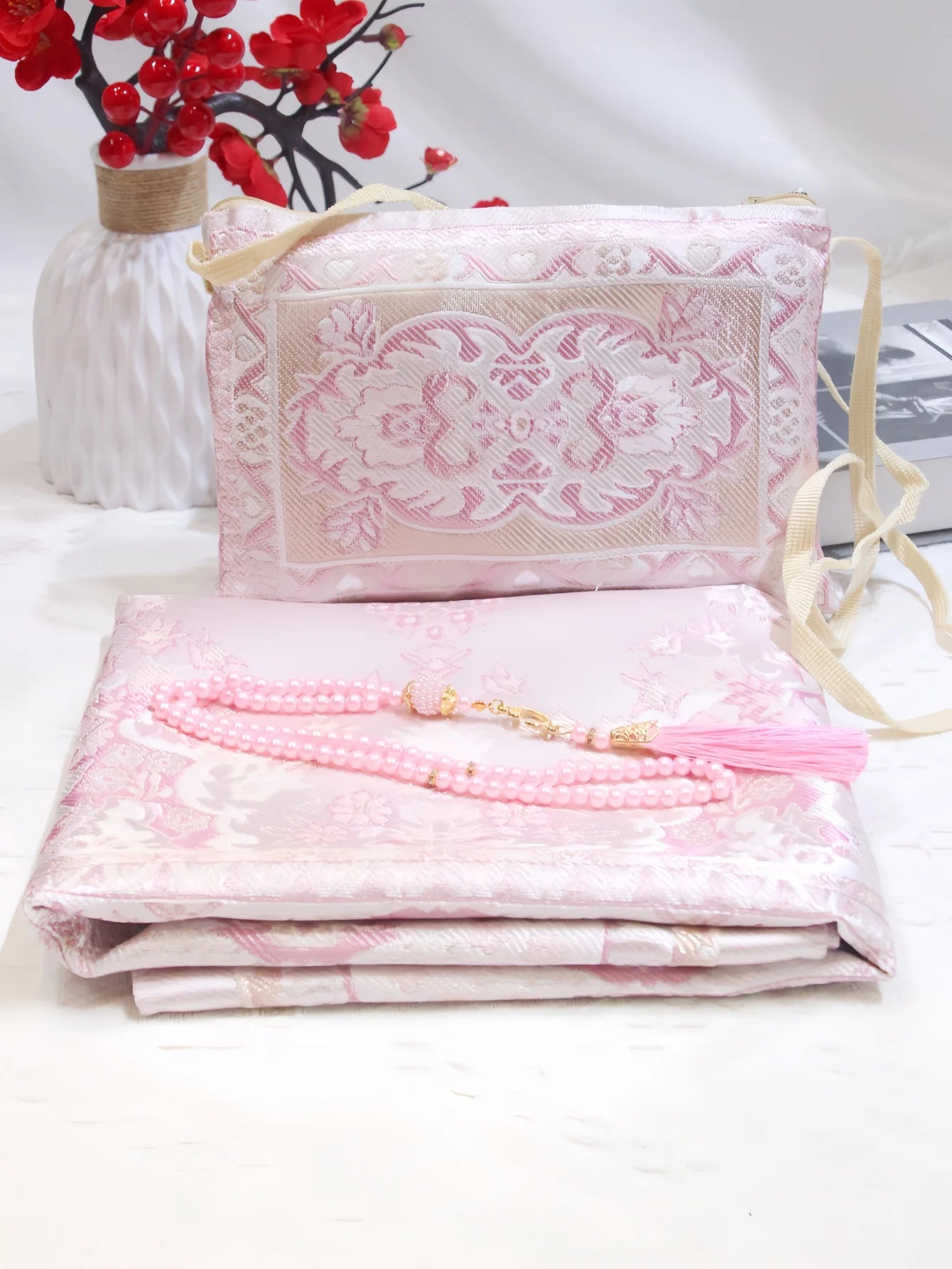 Muslim Prayer Rug With Prayer Beads and Portable Bag Muslim Gift Islamic  Soft Mat Gifts Set Turkish Carpet For Ramadan Eid Hajj